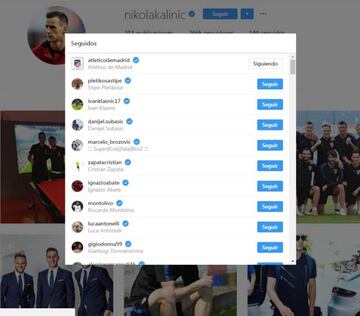 Kalinic sigue al Atlético en Instagram.