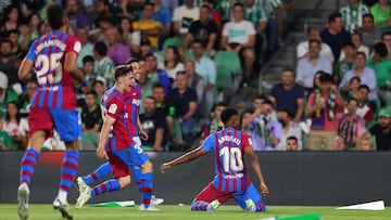 Ansu celebra su gol en el Villamarín.