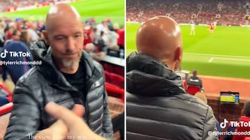 Manchester United fan’s mind-blowing view from behind Ten Hag’s bench goes viral