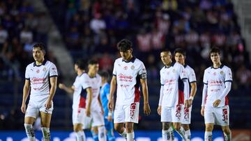 Alan Mozo, Erick Gutierrez, Roberto Alvarado, Armando Gonzalez of Guadalajara during the 9th round match between Cruz Azul and Guadalajara as part of the Liga BBVA MX, Torneo Apertura 2024 at Ciudad de los Deportes Stadium on September 21, 2024 in Mexico City, Mexico.