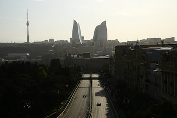 Vista general del circuito urbano de Bakú, Azerbaiyán.  