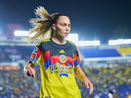 Irene Guerrero of America during the 9th round match between America and Monterrey as part of the Liga BBVA MX Femenil, Torneo Clausura 2026 at Ciudad de los Deportes Stadium, on February 15, 2026 in Mexico City, Mexico.