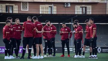 El Andorra, durante un entrenamiento.