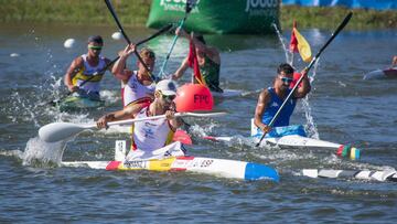 Javier Hernanz, durante la final del K1 5.000 en los Mundiales de Pirag&uuml;ismo.