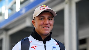(FILES) Isack Hadjar of France and reserve driver for RB walks in the Paddock prior to the F1 Grand Prix of United States at Circuit of The Americas on October 20, 2024 in Austin, Texas. Twenty years old Hadjar will discover Formula 1 next season after signing with the Racing Bulls team, little sister of Red Bull, his new Italian team announced on December 20, 2024 in a press release. (Photo by Rudy CAREZZEVOLI / GETTY IMAGES NORTH AMERICA / AFP)