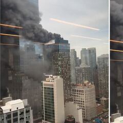 Impactante incendio en un rascacielos en pleno Manhattan en Nueva York