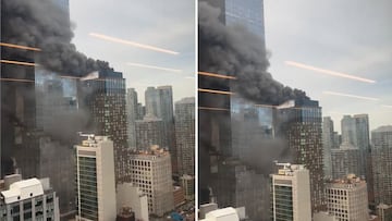 Impactante incendio en un rascacielos en pleno Manhattan en Nueva York