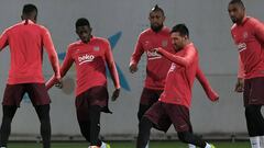 Así fue la práctica del Barça y Vidal antes de la Champions