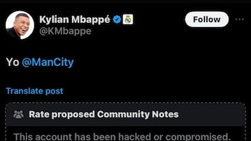 Mensaje publicado por los hackers en la cuenta de X de Kylian Mbappé