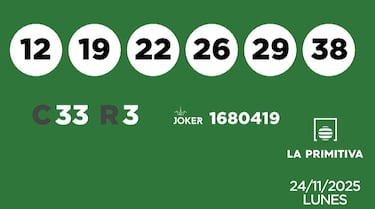 La Primitiva: comprobar los resultados del sorteo de hoy, lunes 24 de noviembre