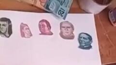 Niña se vuelve viral tras recortar billetes de México para ilustrar su tarea