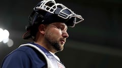 El cácher de la selección americana en las nubes