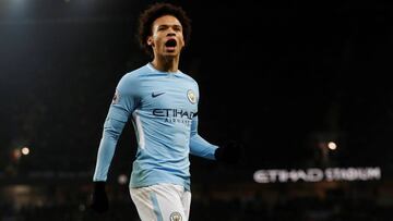 El extremo alemán del Manchester City, Leroy Sané, durante un partido.