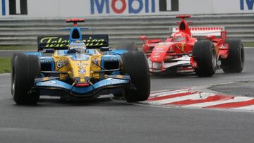 Fernando Alonso junto a Michael Schumacher en el GP Hungría 2006