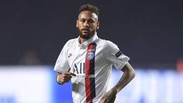 Lisbon (Portugal), 12/08/2020.- Paris Saint Germain&#039;s Neymar reacts during the UEFA Champions League quarter final match between Atalanta and Paris Saint-Germain in Lisbon, Portugal 12 August 2020. (Liga de Campeones, Lisboa) EFE/EPA/David Ramos / PO