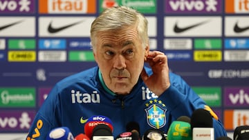 Carlo Ancelotti, en un rueda de prensa como seleccionador de Brasil.