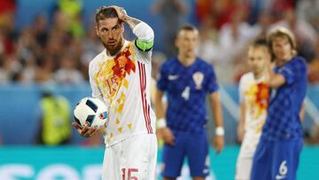 Sergio Ramos, en el partido frente a Croacia.