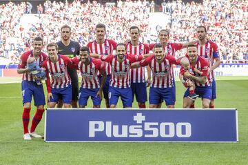 El once inicial del Atlético de Madrid. 