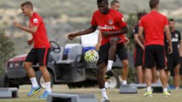 A TOPE. Thomas, en un momento de la sesi&oacute;n de entrenamiento de ayer.  
 