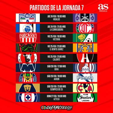 Liga MX: Fechas y horarios de la jornada 7, Clausura 2022