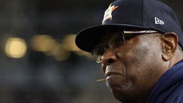 NEW YORK, NEW YORK - OCTOBER 22: Manager Dusty Baker Jr. #12 of the Houston Astros looks on against the New York Yankees during the sixth inning in game three of the American League Championship Series at Yankee Stadium on October 22, 2022 in New York City. (Photo by Jamie Squire/Getty Images)