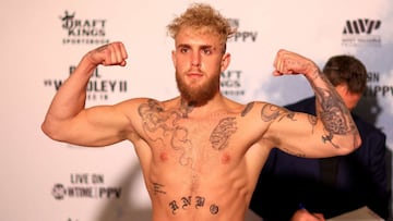 TAMPA, FLORIDA - DECEMBER 17: Jake Paul poses during a weigh in at the downtown Marriott ahead of this weekends fight on December 17, 2021 in Tampa, Florida.   Mike Ehrmann/Getty Images/AFP
 == FOR NEWSPAPERS, INTERNET, TELCOS &amp; TELEVISION USE ONLY ==