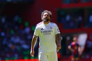 Marcelo durante el partido de Leyendas en entre el Real Madrid y el Fútbol Club Barcelona.