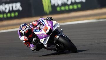 Ducati Pramac Racing's French rider Johann Zarco takes part in the third MotoGP free practice session of the British Grand Prix at Silverstone circuit in Northamptonshire, central England, on August 6, 2022. (Photo by ADRIAN DENNIS / AFP) (Photo by ADRIAN DENNIS/AFP via Getty Images)