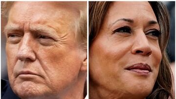 FILE PHOTO: Former U.S. President Donald Trump in New York City, U.S. May 30, 2024 and U.S. Vice President Kamala Harris in Washington, U.S., July 22, 2024 in a combination of file photos. REUTERS/Eduardo Munoz, Nathan Howard/File Photo