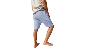 Pantalón corto de lino con bolsillos y cintura elástica para hombre en Amazon