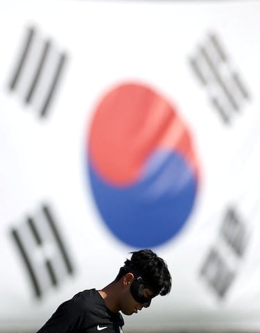 El jjugador de Corea del Sur Son Heung-min durante un entrenamiento de su selección. 