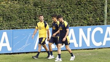 Entrenamiento Deportivo de La Coruña. Zalazar Pablo Vázquez con fisio