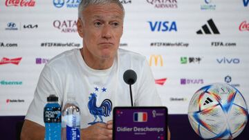 France's coach Didier Deschamps attends a press conference at the Qatar National Convention Center (QNCC) in Doha on December 9, 2022, on the eve of the Qatar 2022 World Cup quarter-final football match between England and France. (Photo by FRANCK FIFE / AFP) (Photo by FRANCK FIFE/AFP via Getty Images)