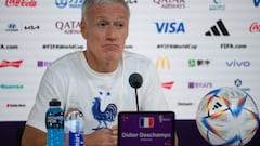 France's coach Didier Deschamps attends a press conference at the Qatar National Convention Center (QNCC) in Doha on December 9, 2022, on the eve of the Qatar 2022 World Cup quarter-final football match between England and France. (Photo by FRANCK FIFE / AFP) (Photo by FRANCK FIFE/AFP via Getty Images)