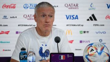 France's coach Didier Deschamps attends a press conference at the Qatar National Convention Center (QNCC) in Doha on December 9, 2022, on the eve of the Qatar 2022 World Cup quarter-final football match between England and France. (Photo by FRANCK FIFE / AFP) (Photo by FRANCK FIFE/AFP via Getty Images)