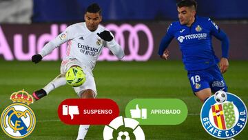 Casemiro y Arambarri, en el Real Madrid-Getafe de LaLiga Santander.