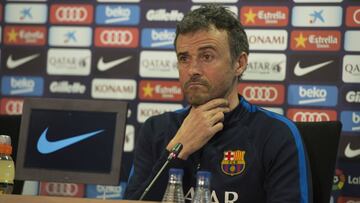 Luis Enrique, entrenador del Barcelona. en rueda de prensa.