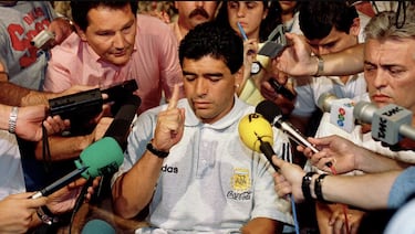 Diego Maradona y su inolvidable rueda de prensa luego de dar positivo en un control antidopaje en el Mundial de Estados Unidos 1994. La leyenda tiró una frase que sigue siendo recordada siempre.