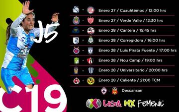 Fechas y horarios de la Liga MX Femenil para la jornada 5