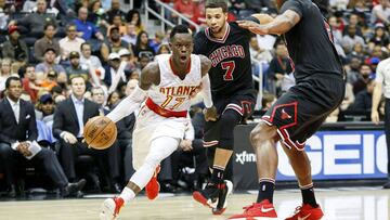 Jan 20, 2017; Atlanta, GA, USA; Atlanta Hawks guard Dennis Schroder (17) drives to the basket against the Chicago Bulls in the second quarter at Philips Arena. Mandatory Credit: Brett Davis-USA TODAY Sports