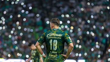   Federico Vinas of Leon during the 8th round match between Leon and Atletico San Luis as part of the Torneo Clausura 2024 Liga BBVA MX at Nou Camp -Leon- Stadium on February 24, 2024 in Leon, Guanajuato, Mexico.