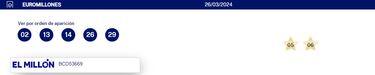 Euromillones: comprobar los resultados del sorteo de hoy, martes 26 de marzo