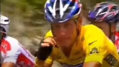 Lance Armstrong hace el gesto de cerrar la boca tras neutralizar a Filippo Simeoni durante la 18&ordf; etapa del Tour de Francia 2004.
