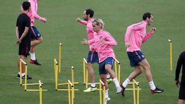 Griezmann ayer en el Olímpico de Roma en el entrenamiento del Atlético. Hoy regresa al equipo tras su sanción.
