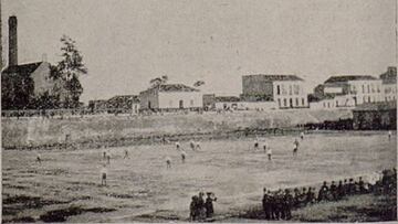 Imagen del primer partido jiugado en Málahga el 3-4-1904.