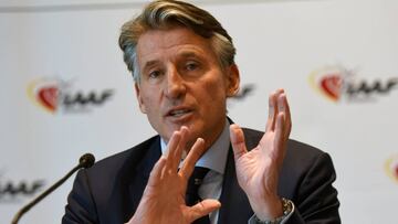 El presidente de la IAAF, Sebastian Coe, durante una rueda de prensa.