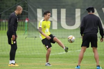 Seijas, el protagonista de la práctica, antes de su último partido en El Campín