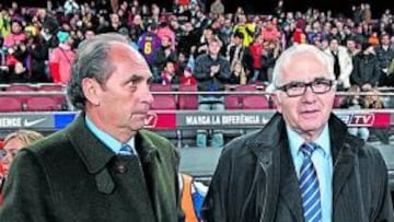 <b>DOBLETE. </b>Bertomeu y Condal: el sábado en el Camp Nou y ayer, en la Ciudad Deportiva.