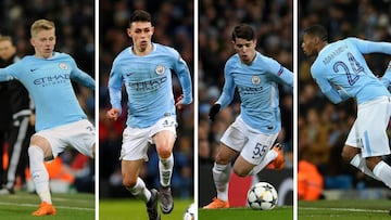 Los j&oacute;venes jugadores del Manchester City, Zinchenko, Foden, Brahim D&iacute;az y Adarabioyo.