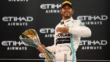 Lewis Hamilton collects F1 World Championship trophy